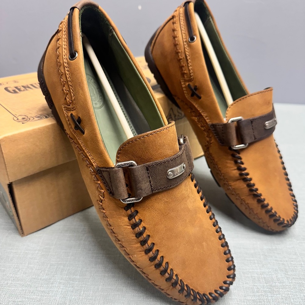 HS Trask Cobbler Mens 10M Dark Tan Oil Nubuck Leather Driving Loafers H6616-217